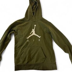 Jordan AIR Olive Green Hoodie with Iconic Logo Kids 12-13